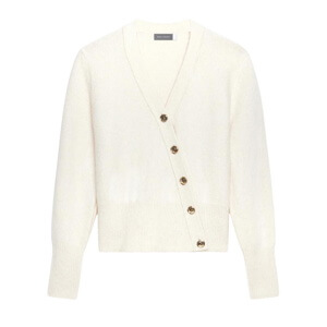 Mint Velvet Cream Asymmetric Knit Cardigan